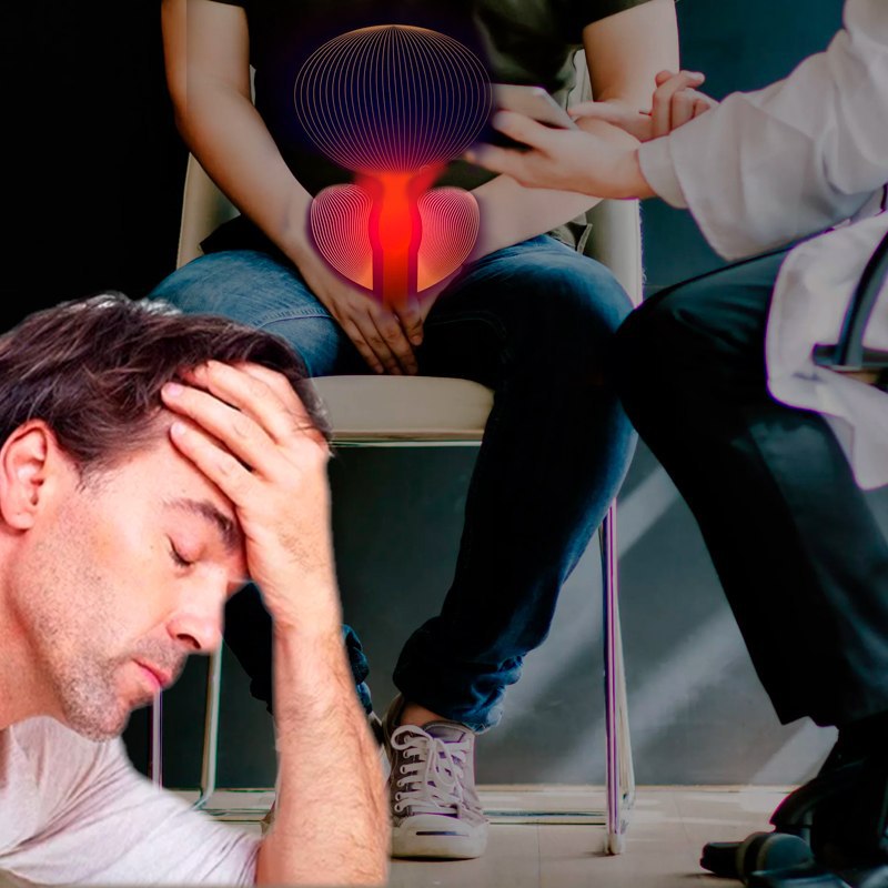 El hombre sufre dolor debido a la prostatitis.